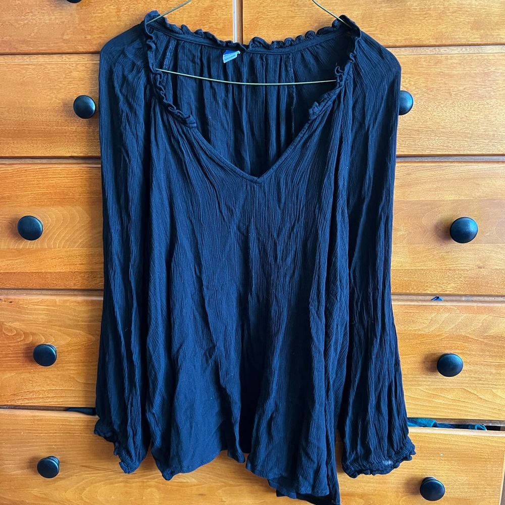 Old Navy Black Ruffled Blouse